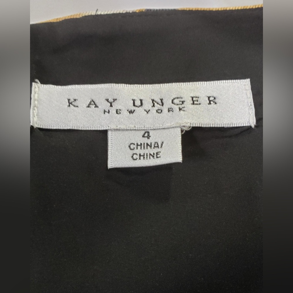 NWT Kay Unger Black Gold Reyna Sleeveless Cocktail Fit Flare Dress 4 6 Small - Picture 9 of 15